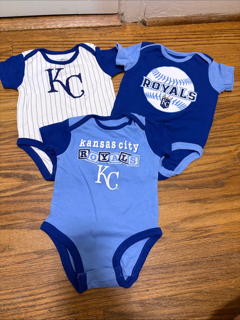 MLB Kansas City Royals Baby One-Piece Bodysuits in Royal Blue & Light Blue